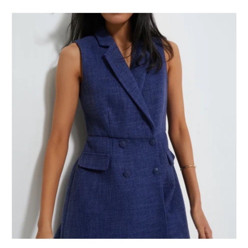 Pomander Place Cambell Romper Size XL Tuckernuck Blue Tweed Double Breasted